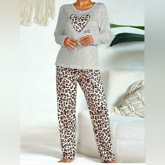 Other - Leopard Print and Gray Pajama Set New